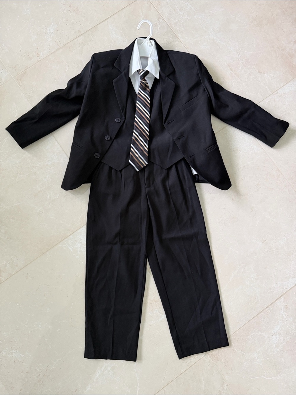 Source Unknown Black Boys' Formal Suit Set with Striped Tie